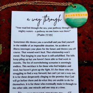 Handmade Ceramic Pendant with story card